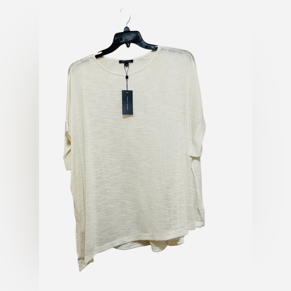 TOMMY HILFIGER BASIC T-SHIRT SOFT FLOWY WOMEN ASYMMETRICAL COLOR CREAM SIZE 1X - Picture 4 of 7